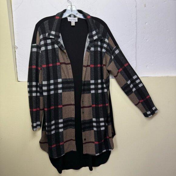 Jospeh Ribkoff Vintage Nova Check Plaid Button Front Shirt Duster Dress Stretch - Picture 5 of 15